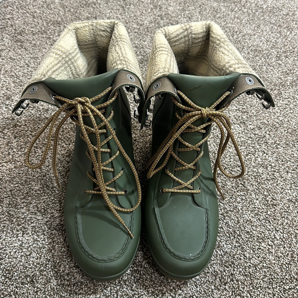 Tretorn Green Lace-Up Wedge Rain Boots - Picture 5 of 13